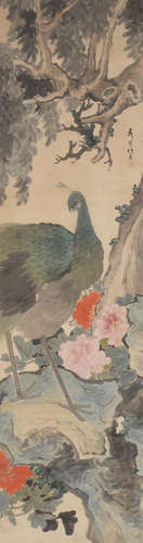 Peacock and Peonies Attributed to Ren Xun (1835-1893)