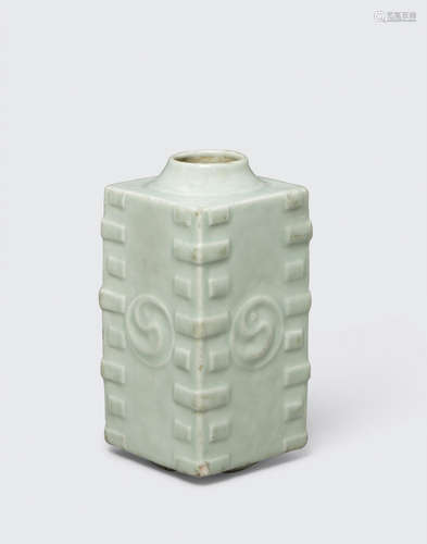 Late Qing/Republic period A celadon glazed cong form vase