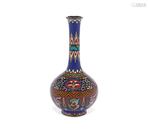 Meiji/Taisho era A cloisonné enamel stick neck vase