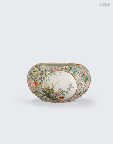 Qianlong mark, Republic period a millefleur-enameled globular bowl