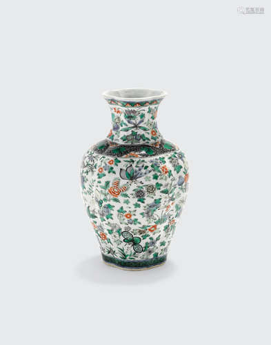 Kangxi period A famille verte baluster vase