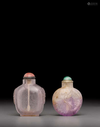 Late 18th/19th century Two amethyst snuff bottles