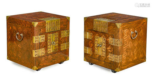 A pair of Korean style small storage chests