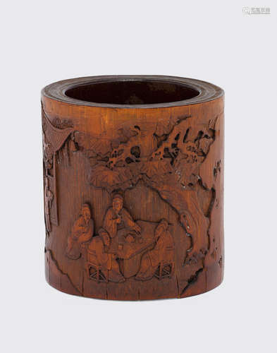 Late Qing/Republic period A Carved Bamboo Brush Pot