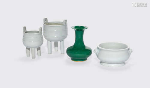 18th and 19th centuries A group of four monochrome glazed containers