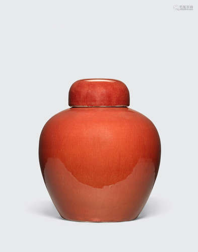 Qing dynasty A red glazed ginger jar