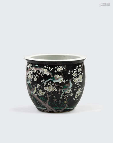 Republic period A famille noire enameled planter