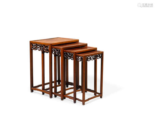 20th century A set of four hardwood nesting tables