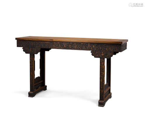 Qing dynasty elements A huanghuali and mixed wood altar table