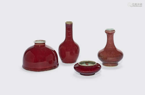 Late Qing dynasty a group of four copper red-glazed containers