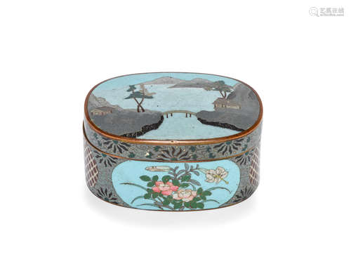 Meiji era A cloisonné enamel oval box