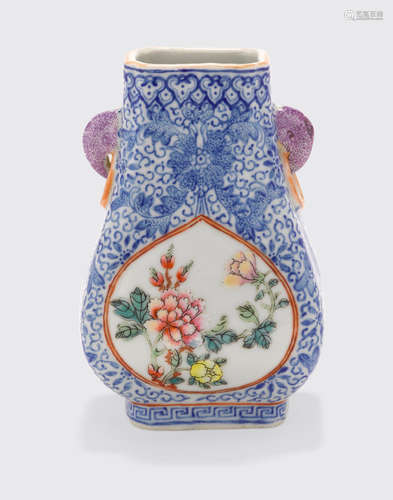 Late Qing/ Republic period  A small polychrome enameled hu-form vase