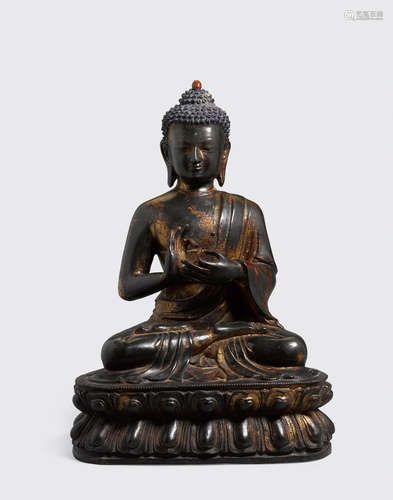 A large bronze seated Buddha