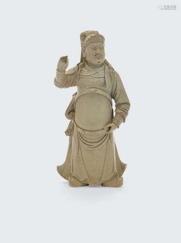 Republic period A crackle glazed stoneware figure of Guan Yu