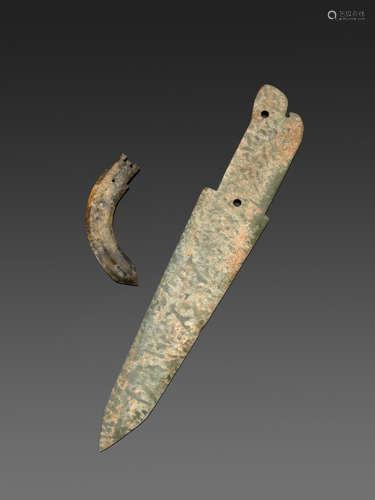 Two archaistic jade blades, ge