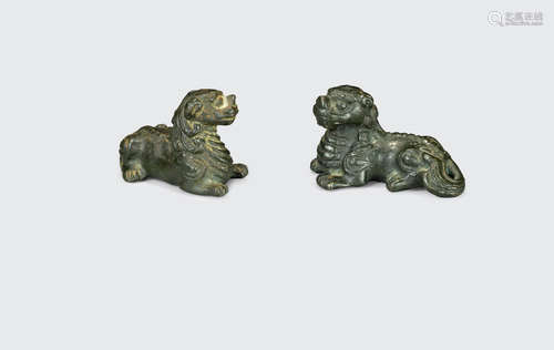 Qing dynasty a pair of bronze scroll weights