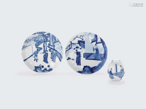 Kangxi period a group of Three blue and white porcelains