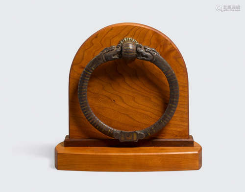 17th century An inlaid bronze dragon-form handle