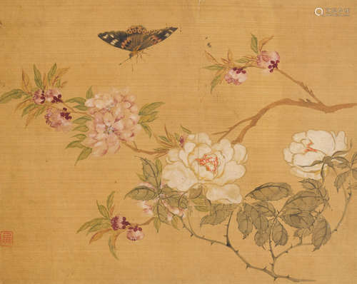 Three paintings of Birds, Flowers and Insects Unknown Artists (19th/20th century)