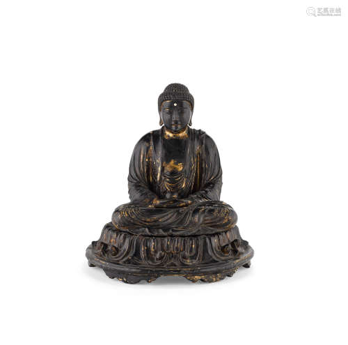 Edo period A black and gilt lacquered wood Buddha