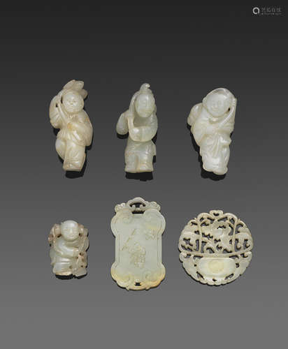 Qing dynasty and later a group of Six jade carvings