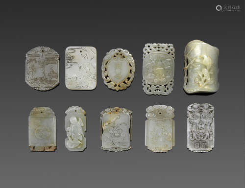 a group of Ten jade carvings