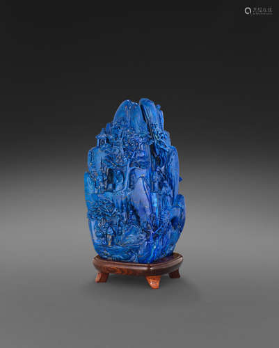 A carved lapis lazuli boulder