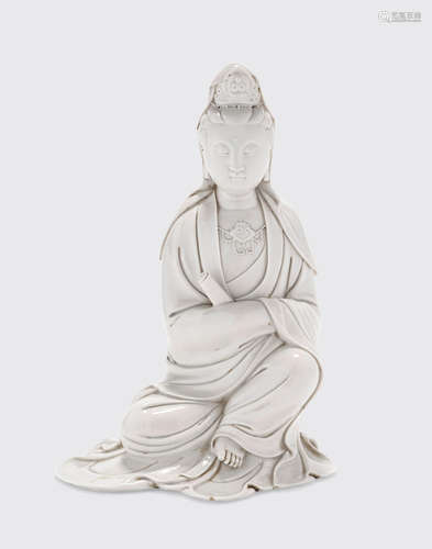 Chen Wei mark, 20th century A Dehua seated figure of Guanyin