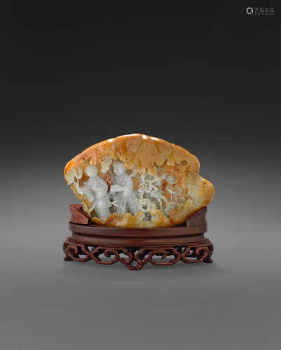 A carved jadeite figural group