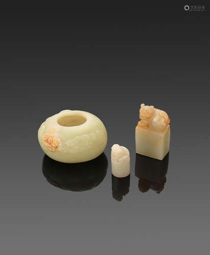 a group of Three jade scholar's objects