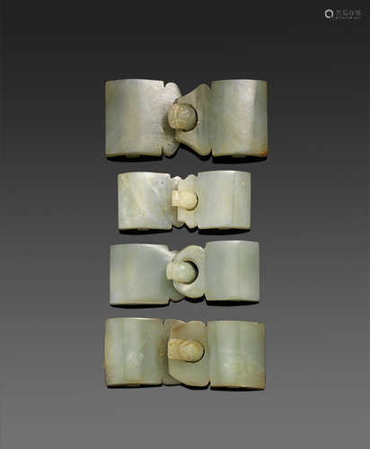 Qing dynasty a group of Four jade belt buckle sets