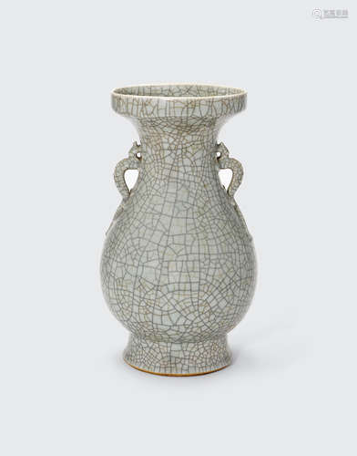 19th century A celadon crackle-glazed baluster vase