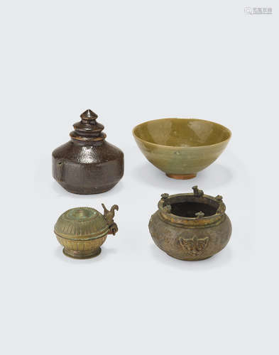 A group of five Asian decorative items in varied media