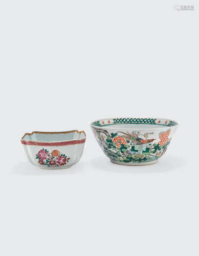 late 18th and 19th century Two polychrome enameled bowls