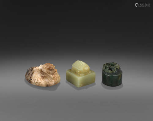 A group of three small jade carvings