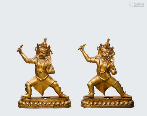 Nepal, 20th century A pair of large copper alloy figures of Vajrapani