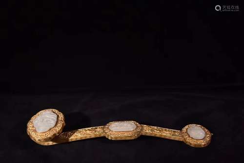 A Gilt Bronze Jade Ruyi