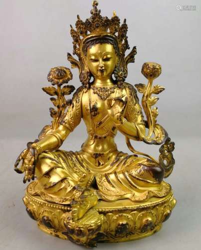 18 C.,A Gilt Bronze Buddha Statue