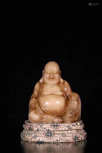 A Carved Shoushan Stone Buddha Statue