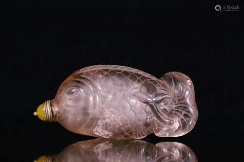 A Carved Fish-shape Crystal Snuff Bottle