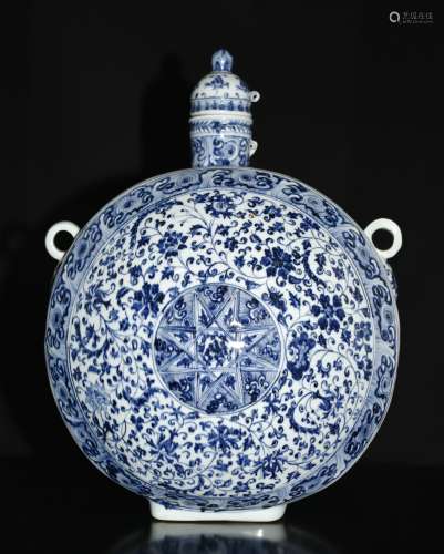 A Blue and White Flat Vase