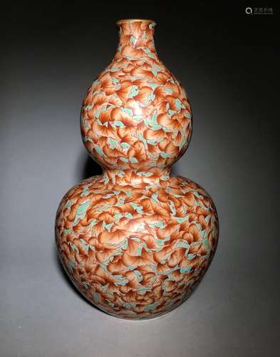 Qianlong Mark, A Red Glazed Gourd Vase