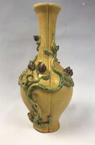 Qianlong Mark, A Yellow and Sancai Vase