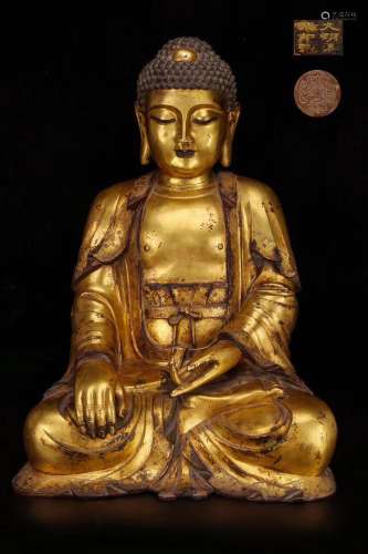 Yongle Mark, A Gilt Bronze Buddha Statue