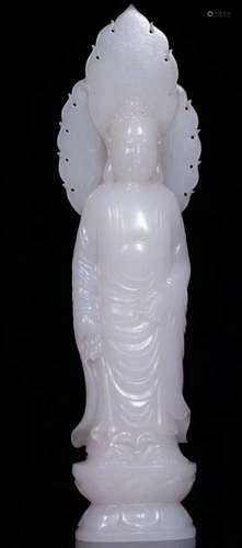 A Carved Hetian Jade Buddha