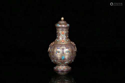 A Gilt Bronze Vase with Cover