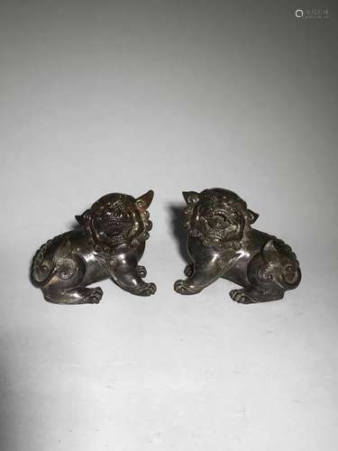 A Pair of Bronze Lions