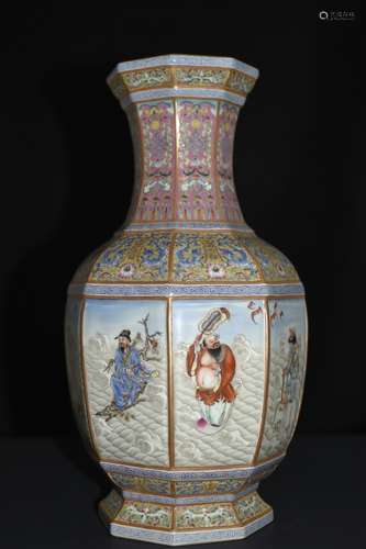 Qianlong Mark, A Famille Rose Octagonal Vase