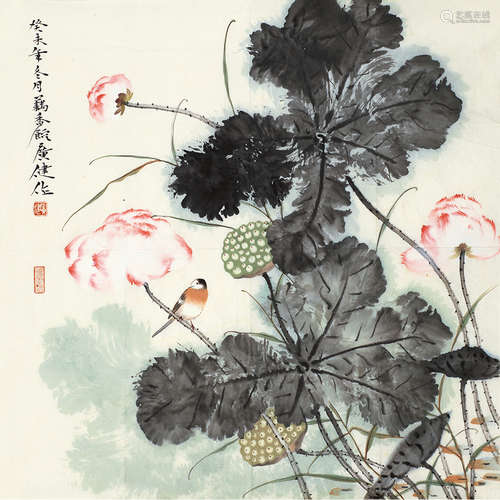 贾广健（b.1984） 荷花 镜心 设色纸本