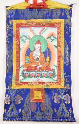 Atisha Dipamkara Srijnana. Rare Tibetan thangka painting.